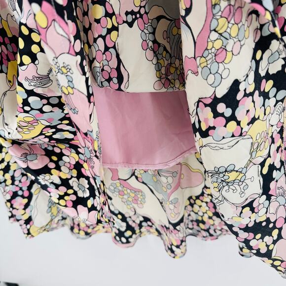 Vintage Y2K 100% Silk Skirt Beaded Floral Print Midi Boho Indie Fairy Size 10 - Picture 5 of 7